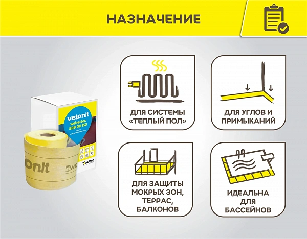 Лента гидроизоляционная для углов и примыкания АкваБанд 828, VETONIT