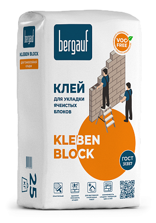 Клей для укладки ячеистых блоков Kleben block, BERGAUF