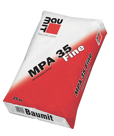 Штукатурка цементно-известковая MPA 35 Fine, BAUMIT