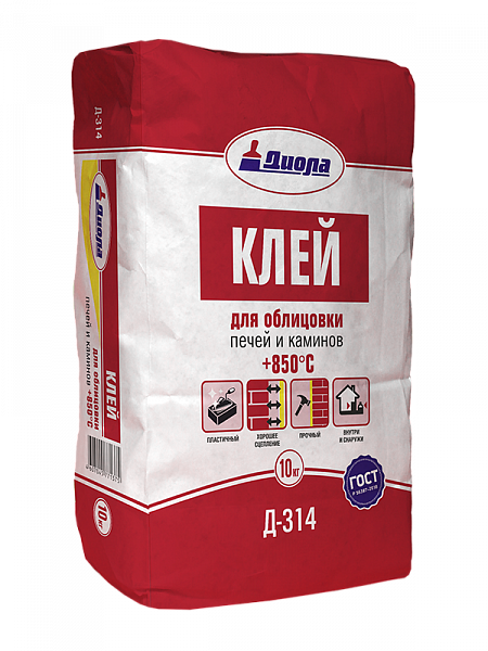 Клей для облицовки печей и каминов +850С, ДИОЛА