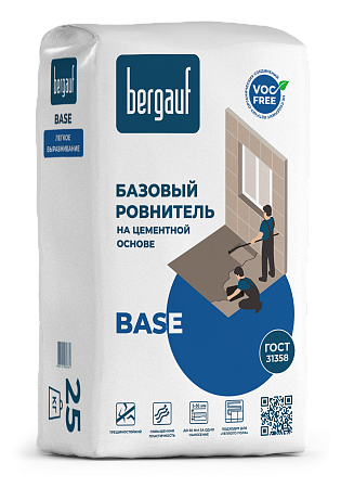 Ровнитель базовый на цементной основе Base, BERGAUF